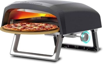MasterPro NAPOLI Forno Girevole per Pizza a Gas Portatile - Veloce Cottura Uniforme - Potenza Fino a 500°C - Pizze Pronte a 60 sec - Borsa per il trasporto e Vassoio in Pietra Incluse