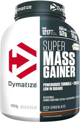 Dymatize Super Mass Gainer Rich Chocolate 2943g - Weight-Gainer Powder + Carbohydrates, BCAAs and Casein