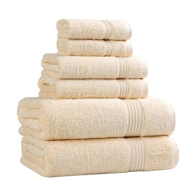 Superior - Set di asciugamani in cotone egiziano, 6 pezzi, giallo canarino