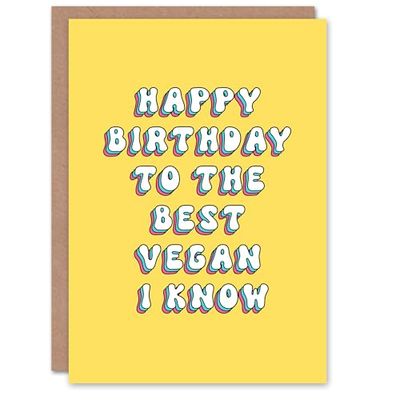 Artery8 Greeting Card Best Vegan I Know Bright Retro Fun For Her Gran Sister Niece Daughter Wife Woman Birthday Card
