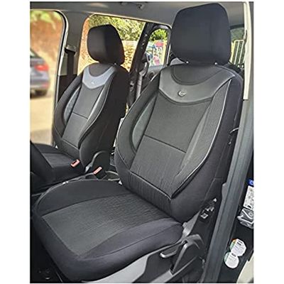 Housses de siège sur Mesure pour sièges de Voiture compatibles avec VW T6 Transporter 2015 conducteur et Passager Housses de siège FB : 03 (Noir/Noir)