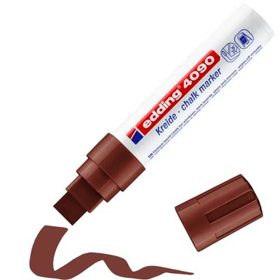 edding 4090 Marqueur craie liquide - marron - 1 feutre craie liquide - pointe biseautée 4-15mm - feutre craie effacable pour écrire sur les vitres,le verre - feutre craie ardoise aux couleurs opaques