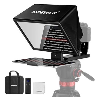 NEEWER Básico X12B Teleprompter Aleación Aluminio Elevable 12" para iPad Tableta Teléfono Cámara DSLR sin Ensamblaje APP Control Remoto Compatible con iOS Android, para Live Streaming Enseñanza Línea