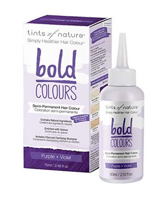 Tints of Nature Bold Colour Purple Semi-Permanent Hair Dye, Coloration Capillaire Semi-Permanente, Sans Ammoniac et Sans Dommages, Violet 70 ml