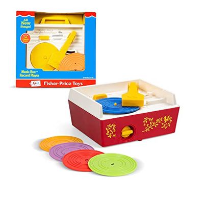 Fisher Price Clásicos 1697 - Tocadiscos estilo caja de música, juguete musical para bebés; juguete interactivocon 10 canciones, juguete de aprendizaje; para edades de a partir de los 18 meses