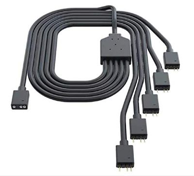 Cooler Master Câble répartiteur 1 à 5 RGB adressable Universel 3 Broches ARGB Sync sur Bandes LED et Ventilateurs pour boîtiers d'ordinateur, refroidisseurs CPU et radiateurs Ventilateurs