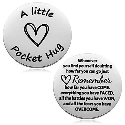 MIXJOY Little Pocket Hug Keepsake Long Distance Gifts, Encouragement Cancer Survivor Recovery Celebrate Sobriety Gifts, Thinking of You Token, Double Sided
