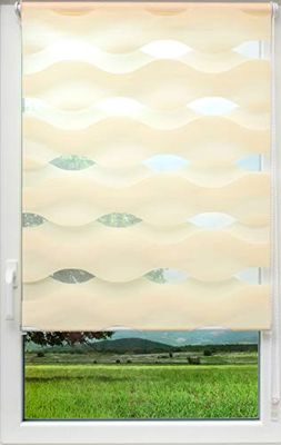 Sunlines SUNL Ines – Estor Doble (Onda Klemmfix 120 x 150, PES, 120 x 150 cm, Color Crema), Estores para Ventanas