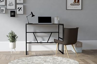 Hanah Home Moderno Escritorio de Estudio con opción de Montaje en Pared, Color Antracita, 90 x 60 x 74 cm, 100% melamina, 18 mm de Grosor, Ideal para el hogar, la Oficina y la Escuela