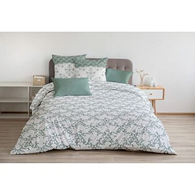 Home Linge Passion, Dekbedovertrek, 3-delig, 100% katoen, 57 draden, 2 personen, 240 x 260 cm, friesgroen (groen/wit)