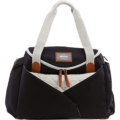 BÉABA Bolso de Pañales Sydney II, Con Colchón Cambiador para Bebé, Modulable, Gran capacidad, Múltiples compartimentos, Multifunción para Maternidad Hospital, Carrito, Viaje, Negro