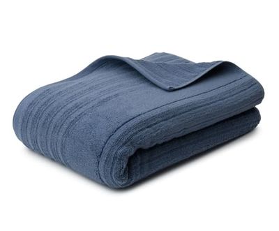 Gözze - Serviette de Bain éponge Milan, douce et absorbante, 70% coton bio/30% viscose (bambou), végétalien, 80 x 200 cm - bleu