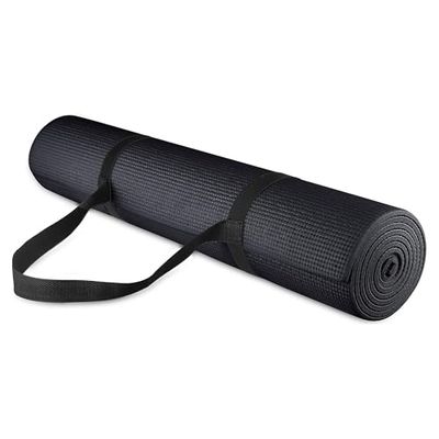 BalanceFrom Go Yoga - tapete de ioga multiusos antiderrapante de alta densidade com correia de transporte, 1/4 polegadas, cor preta