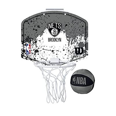 Wilson Minicanestro da Basket NBA TEAM MINI HOOP, Plastica, Bianco/Grigio (Brooklyn Nets)