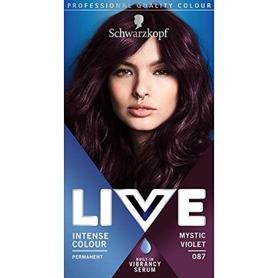 Schwarzkopf LIVE Intense Colour, Long Lasting Permanent Purple Hair Dye, With Built-In Vibrancy Serum, Up To 70% Grey Coverage, - Mystic Violet 087