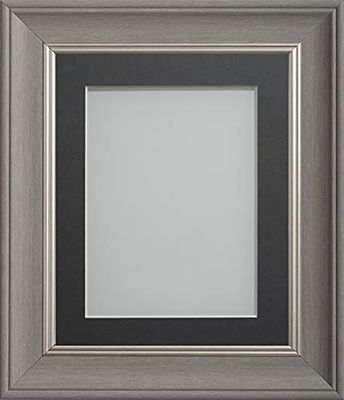 Frame Company Drummond Range Gunmetal Grey 10x8 inch Picture Photo Frame with Grey Mount for Image 8x6 inch * Choice of Sizes* Fitted with Real Glass