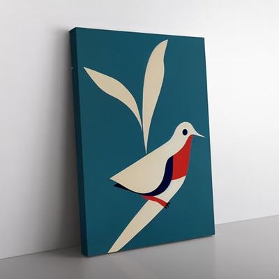 Dove Bird Minimalism Canvas Wall Art Print Ready to Hang, Framed Picture for Living Room Bedroom Home Office Décor, 76x50 cm (30x20 Inch)