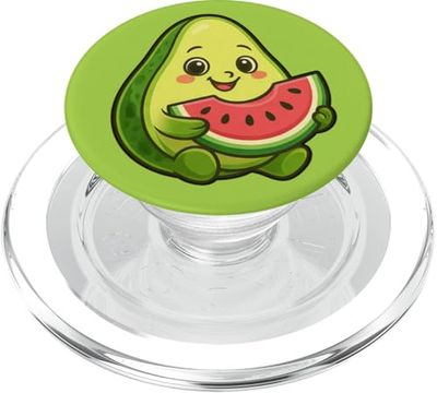 Aguacate Comiendo Sandía Rebanada Lindo Dibujos Animados PopSockets PopGrip para MagSafe