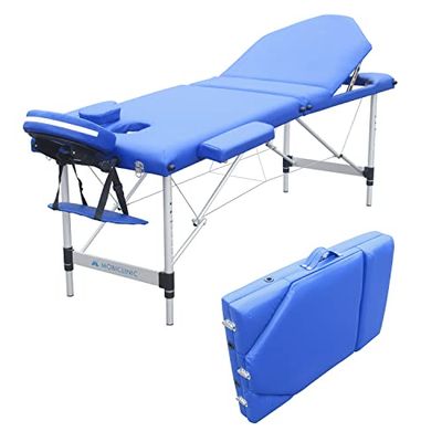 Mobiclinic®, Inklapbare Massagetafel, Model, CA-01 Plus, Hout, Draagbaar, 186 x 60 cm, Voor Massage Tattooages Meer, Veilig, Verstelbaar, Comfortabel, Blauw