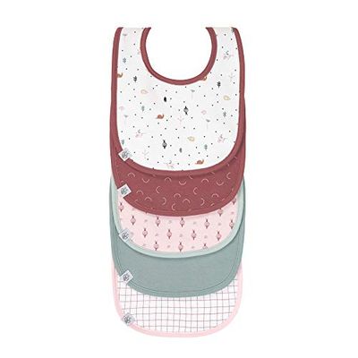 LÄSSIG Baby peuter slabbetje set (5 stuks) klittenbandsluiting katoen waterdicht/Value Pack Bib Garden Explorer slak