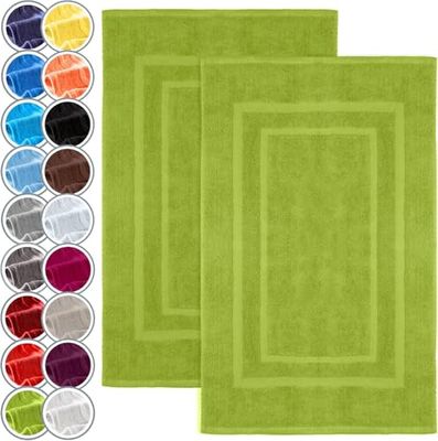 NatureMark Confezione da 2 tappetini da bagno e doccia, in 100% cotone, da 50 x 80 cm, di colore Mela verde