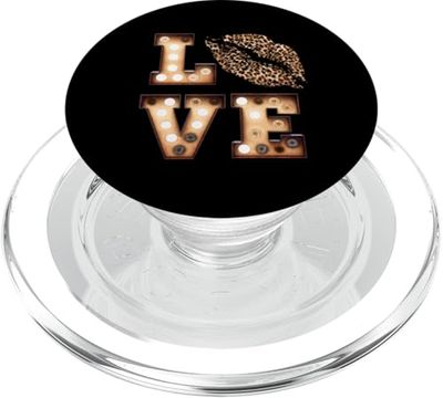 Love Leopard Print Lips Big Letters Fashion Cheeta Print PopSockets PopGrip for MagSafe