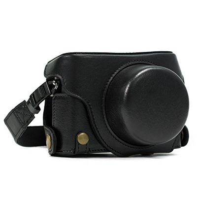 Capa de couro protetora para câmara MegaGear "Ever Ready", para Panasonic Lumix LX100/DMC-LX100 Ca cor preta, Preto, PU Leather, capa de couro para câmara