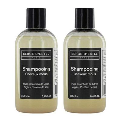 Shampoo Capelli Limp 250ml x2. Shampoo Ristrutturante Rivitalizzante Cura Naturale Ingredienti Attivi ed Estratti Vegetali Made in Paris Non Testato su Animali