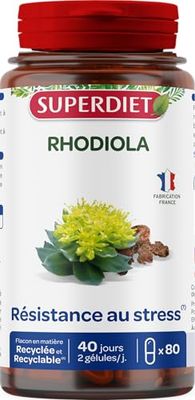 SUPERDIET - RHODIOLA – Résistance au stress – Phytothérapie – Fabrication Française – 80 gélules
