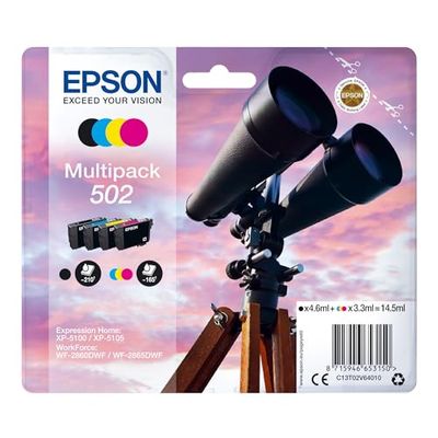 Epson 502 Serie Binocolo, Cartuccia originale getto d'inchiostro, Formato Standard, Multipack 4 Colori