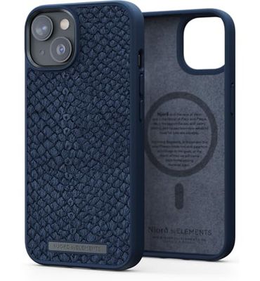 NJORD COQUE MAGSAFE CUIR DE SAUMON IPHONE 14 BLEU