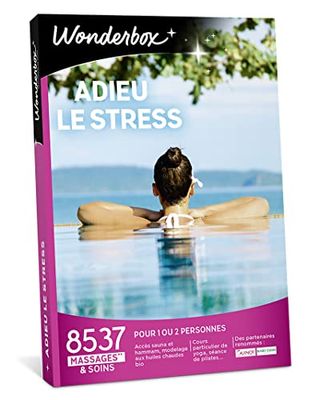 Wonderbox - Coffret Cadeau - Adieu Le Stress - 8537 Massages Et Soins pour 1 ou 2 Personnes : Sauna, Hammam, Modelage, Yoga, Pilate - Idée Cadeau Bien-Etre Femme Homme Original