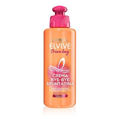 L'Oréal Paris Trattamento Elvive Dream Long, Crema Capelli senza Risciacquo Bye-Bye Spuntatina per Capelli Lunghi Danneggiati, 200 ml