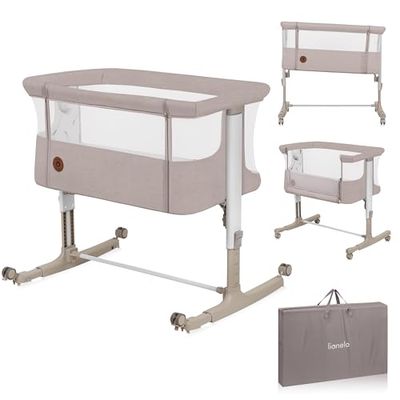 lionelo Aurora Cuna 3 en 1 hasta 9 kg, Cuna de colecho, Cuna Mecedora, Ajuste de Altura e inclinación del colchón, 4 Ruedas con Freno, Colchón Ergonómico, Bolsa