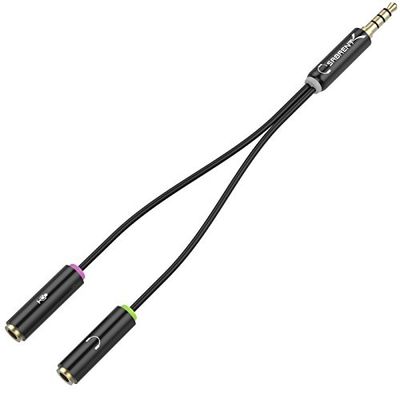 SABRENT Cabo adaptador de divisor de auriculares de 3,5 mm para auriculares com conectores separados para auriculares / microfone [CB-AUHM]