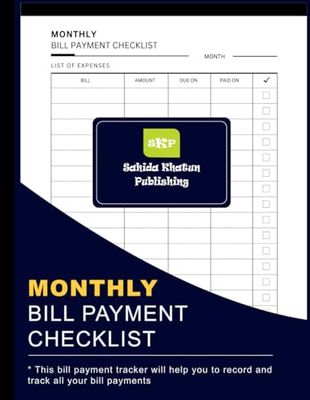 Monthly Payment Bill Checklist: Bill Tracker