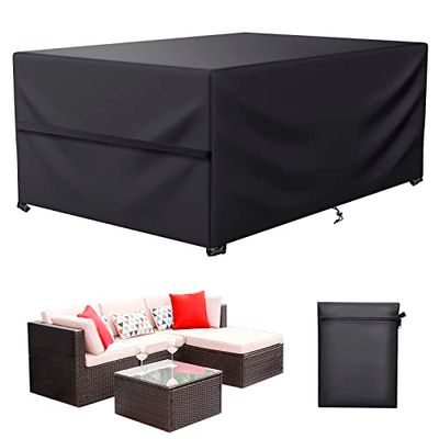 LCGOD Beschermhoes voor tuinmeubelen, 600D Oxford-stof, beschermhoes voor tuintafel, bescherming voor alle weersomstandigheden, voor tafel- en banksets met touw en gesp (230 x 165 x 80 cm)