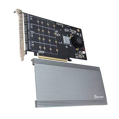 QUAD M.2 NVMe Ports to PCIe 3.0 x16 Interface (x8 Bandwidth) Bifurcation Riser Controller