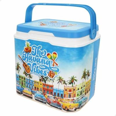 AKTIVE Starre strandkoelkast, 24 l, design Summer Trends, robuuste kunststof, bovenste polyurethaan isolatie, houdt tot 15 uur koud, deksel met veilige sluiting, licht en compact (62395)