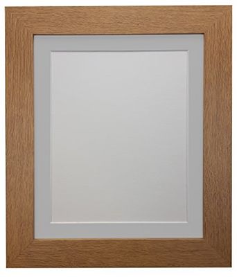 FRAMES BY POST London Picture Photo Frame, Plastic Glass, Oak with Light Grey Mount, 50 x 70 cm Image Size 24 x 16 Inches