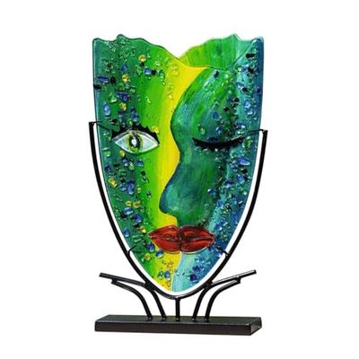 Laure Terrier Green Vista - Jarrón en Forma de jarrón de Cristal de Colores, Altura 48 cm, Pieza Original para decoración única
