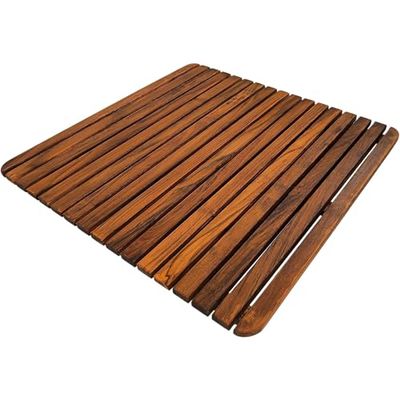 Tapis de Douche et de Bain en Teck de Style Nordique de qualité supérieure pour intérieur et extérieur – Plateforme antidérapante en Bois pour Spa, Sauna, Piscine, Jacuzzi – Décoration et Protection