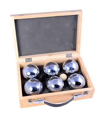 Engelhart - 010205 - Jeu de boules set een mooie Luxe houten boulekoffer voor 3 x 2 verchroomde stalen ballen - Petanque