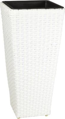 Gartenfreude Cuba para Plantas de polyrattan Marca Incluye Insertos plásticos para el Interior y el Exterior, Blanco, 28 x 28 x 60 cm
