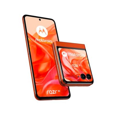 Motorola Razr 50 (8/256GB, AI, display esterno 3.6” pOLED, interno 6.9" pOLED, 50+13MP, selfie 32MP, MediaTek Dimensity 7300X, 4200mAh, ricarica 33W wireless 15W, Dual SIM, Android 14) Spritz Orange