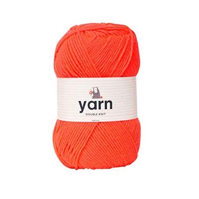 Korbond DK Bright Coral Yarn Ovo de lã acrílica de 100 g, leve, hipoalergénico e durável, fio de croché de malha dupla (total de 290 m)