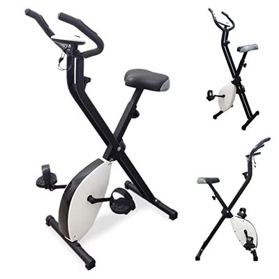 Bicicleta estática plegable para ahorrar espacio FFitness X-Bike F-Bike Training con resistencia ajustable y pantalla multifunción