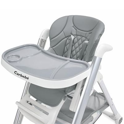 BEBECAR Trona PAPAR CARBEBE evolutiva, plegable, reclinable, compacta con 4 ruedas. Color gris