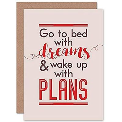 Fine Art Prints Bed Dreams Plans Wake Up Ambition Red Greetings Card