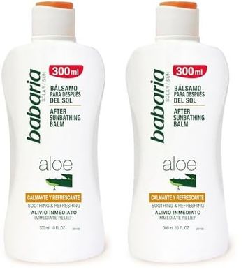 Babaria - Bálsamo Corporal Aftersun Reparador, Calma, Protege y Revitaliza, Alivio Inmediato, Ideal para Rostro y Cuerpo, Vegano, Unisex - 300 ml (Paquete de 2)